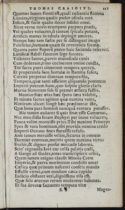 Photograph of Thomas Craig of Riccarton: Iacobi Serenissimi Scotorum Principis Ducis Rothesaia Genethliacum, 1566 (1567)
