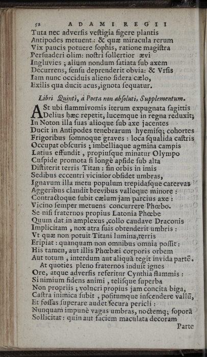 Photograph of Adam King: Libri quinti, à Poeta non absoluti, Supplementum