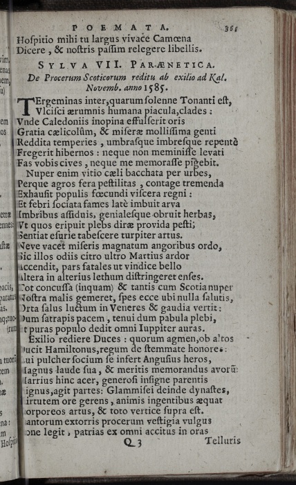 Photograph of Hercules Rollock: Sylva VII Paraenetica: De Procerum Scoticorum reditu ab exilio ad Kal. Novemb, anno 1585